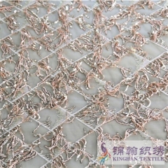 KHSF6001 3mm Gold Diamond Shape Fringe Sequins Embroidered on Mesh Fabric