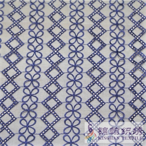KHME1008 Navy Diamond Four-leaf Clover Flat Mesh Embroidery