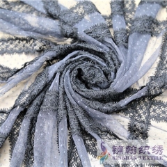 KHME1003 Black Grid Flat Mesh Embroidery