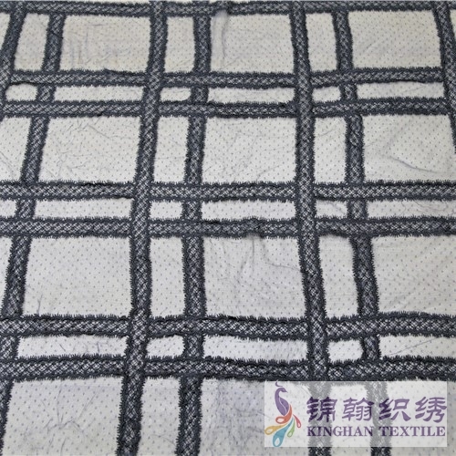 KHME1003 Black Grid Flat Mesh Embroidery