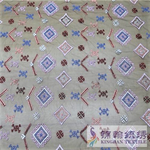 KHME1004 Colorful Diamond Flat Mesh Embroidery