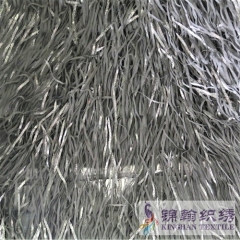 KHME6001 Black Glitter Fringe Embroidered On Mesh Fabric