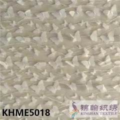 KHME5018 3D Flower Beaded Embroidered on Mesh Fabric