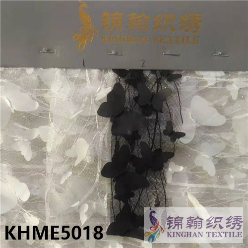 KHME5018 3D Flower Beaded Embroidered on Mesh Fabric