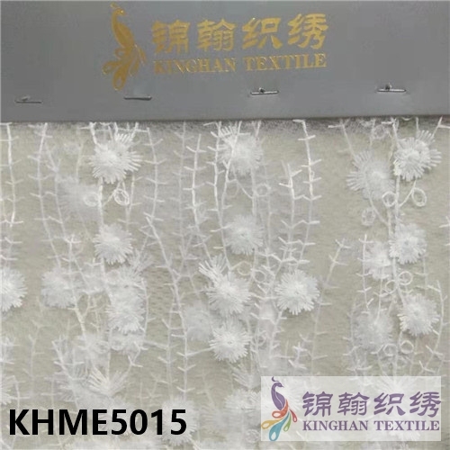KHME5015 3D Flower Beaded Embroidered on Mesh Fabric
