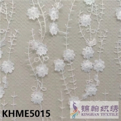 KHME5015 3D Flower Beaded Embroidered on Mesh Fabric