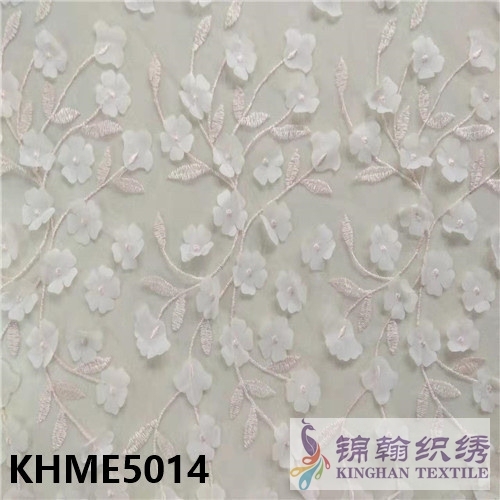 KHME5014 3D Flower Beaded Embroidered on Mesh Fabric