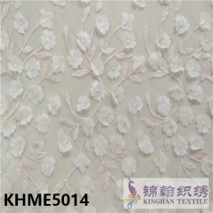 KHME5014 3D Flower Beaded Embroidered on Mesh Fabric