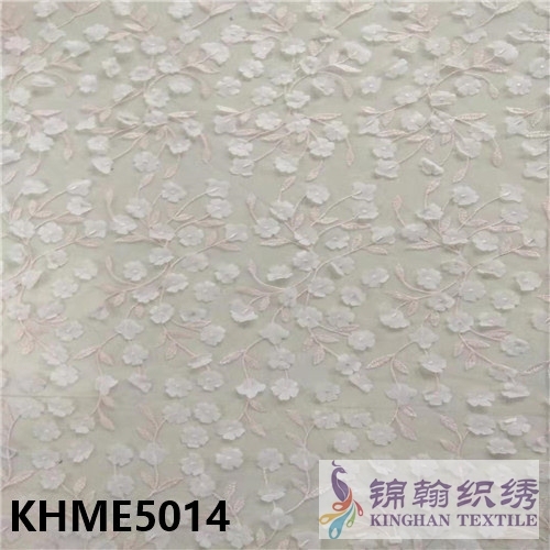 KHME5014 3D Flower Beaded Embroidered on Mesh Fabric