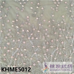 KHME5012 3D Flower Beaded Embroidered on Mesh Fabric
