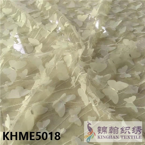 KHME5018 3D Flower Beaded Embroidered on Mesh Fabric