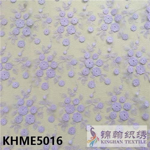 KHME5016 3D Flower Beaded Embroidered on Mesh Fabric