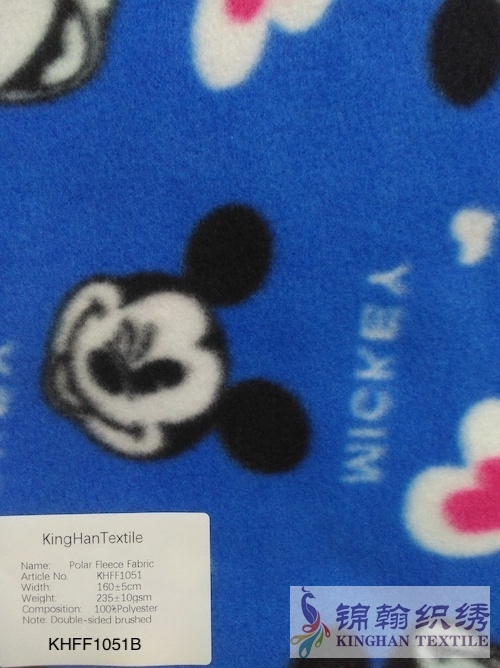 KHFF1051 Printed Polar Fleece fabrics Double-sided brushed, NO Anti pilling