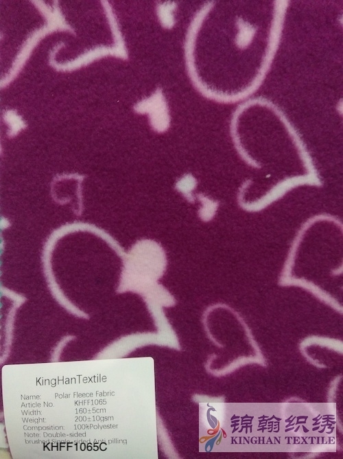 KHFF1065 Printed Polar Fleece fabrics Double-sided brushed, Single-sided Anti pilling