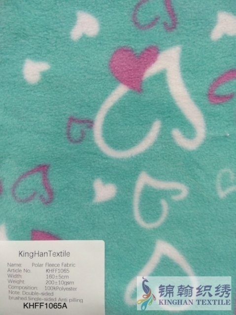 KHFF1065 Printed Polar Fleece fabrics Double-sided brushed, Single-sided Anti pilling