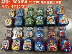 5001B# PU 16inches Three-piece Kids' Backpack