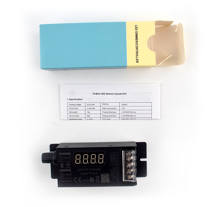 TUYA-bluetooth mesh knob CCT controller with display  DC12-24v 6A/CH*2CH IP20