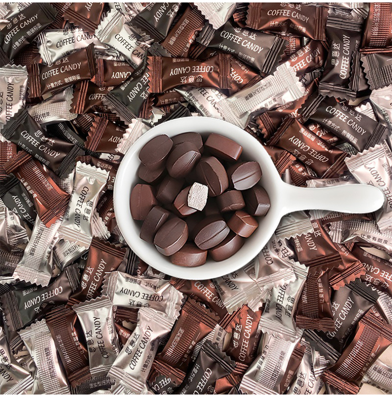 咖啡糖果口香糖三種口味特濃咖啡豆糖果可嚼防上課糖果多口味網紅休閑零食批發獨立小包裝 約1g/顆