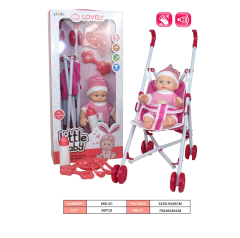 Muneca vacía de 10 pulgadas con cochecito.