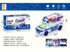 Coche de policía eléctrico de engranaje universal con luces y música.