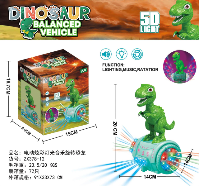 Dinosaurio giratorio de música ligera colorida eléctrica