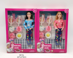 Barbie de moda sólida de 11,5 pulgadas y 9 articulaciones con comida