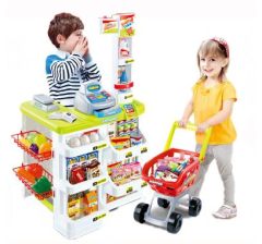 Juego combinado de supermercado de lujo con almacenamiento de la serie Play House + escáner cargado