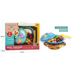 Juego de juguetes para casitas con bandeja de frutas coloridas, 42 piezas