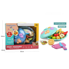 Juego de juguetes para casitas con bandeja de frutas coloridas, 12 piezas