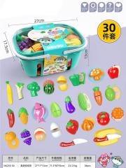 Juego de juguetes de cocina, vajilla, utensilios de cocina, cubiertos para verduras y frutas de 30 piezas.