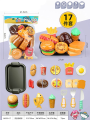 Casa de juegos para ni?os, juguetes de simulación de comida, patatas fritas, hamburguesas, helado y juego de 17 piezas de estilo occidental