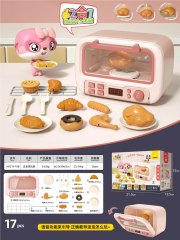 Caja multifuncional 17pcs del color del rosa del juguete de la guía de voz del horno de microondas 2 en 1