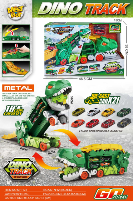 Dinosaur Storage transformó un camión contenedor con pista de deglución competitivo con dos coches de aleación