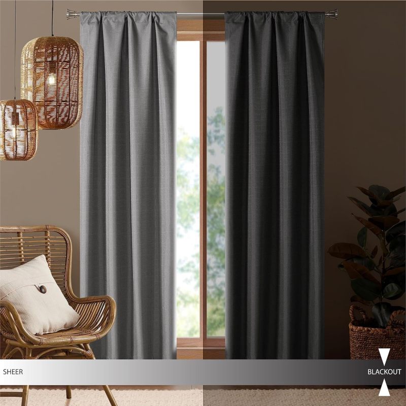 2PCS Navy Blue Blockout Curtains Thermal Bedroom 100% Blackout Curtains
