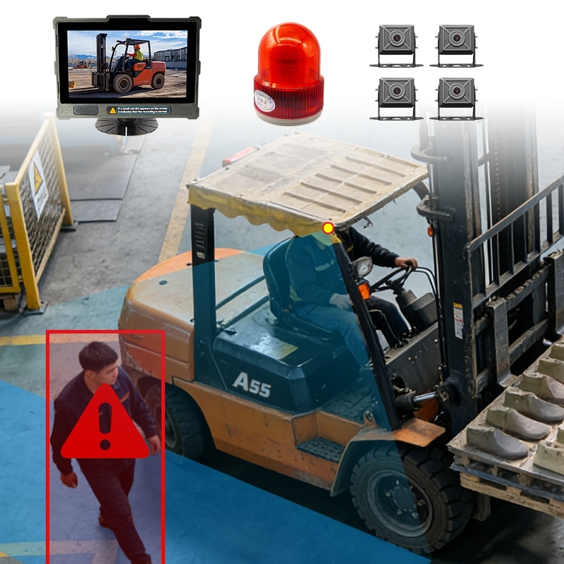 7" 4G Forklift Safety System | 360° Coverage with 4 Metal Cameras + BSD Algorithm,7" 4G Forklift Safety System | 360° Coverage with 4 Metal Cameras + BSD Algorithm