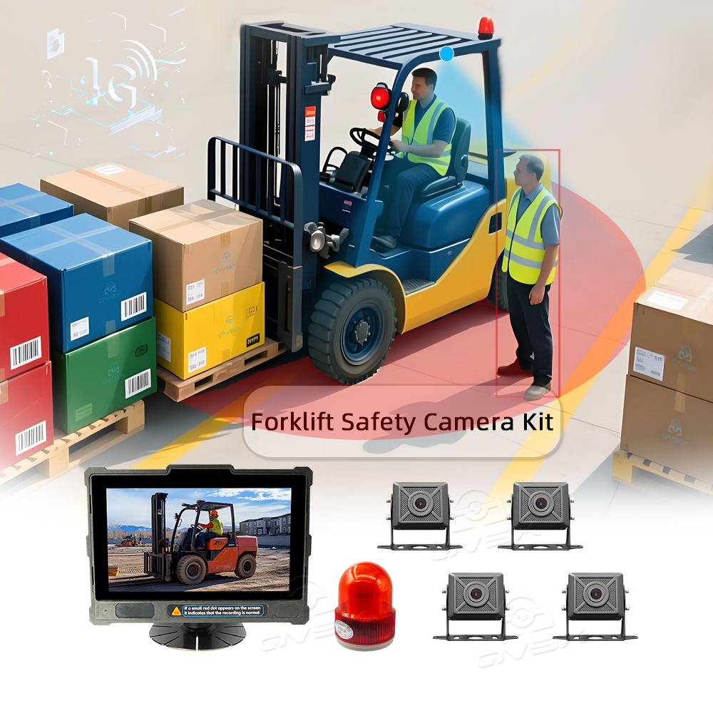 7" 4G Forklift Safety System | 360° Coverage with 4 Metal Cameras + BSD Algorithm,7" 4G Forklift Safety System | 360° Coverage with 4 Metal Cameras + BSD Algorithm