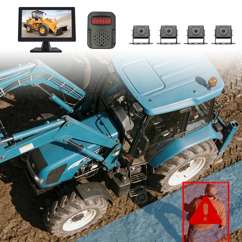 4-CH Blind Spot Detection System for Loader with 10.1" Touch Monitor AI Pedestrian Vehicle Alert Waterproof Cameras and Alarm,4-CH Blind Spot Detection System for Loader with 10.1" Touch Monitor AI Pedestrian Vehicle Alert Waterproof Cameras and Alarm