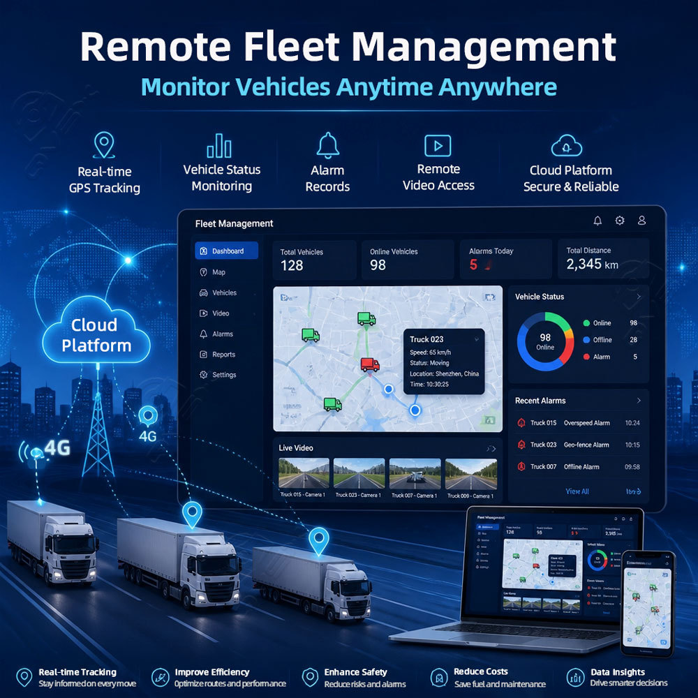 10.1 Inch AI Fleet Safety System | Real-Time Driver Monitoring & BSD | 1080P DVR for Trucks & Buses,10.1英寸AI车队安全系统 | 实时驾驶员监控与盲区检测 | 卡车及客车专用1080P行车记录仪