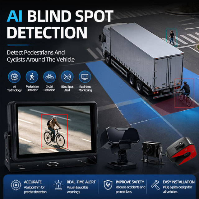 10.1 Inch AI Fleet Safety System | Real-Time Driver Monitoring & BSD | 1080P DVR for Trucks & Buses,10.1英寸AI车队安全系统 | 实时驾驶员监控与盲区检测 | 卡车及客车专用1080P行车记录仪