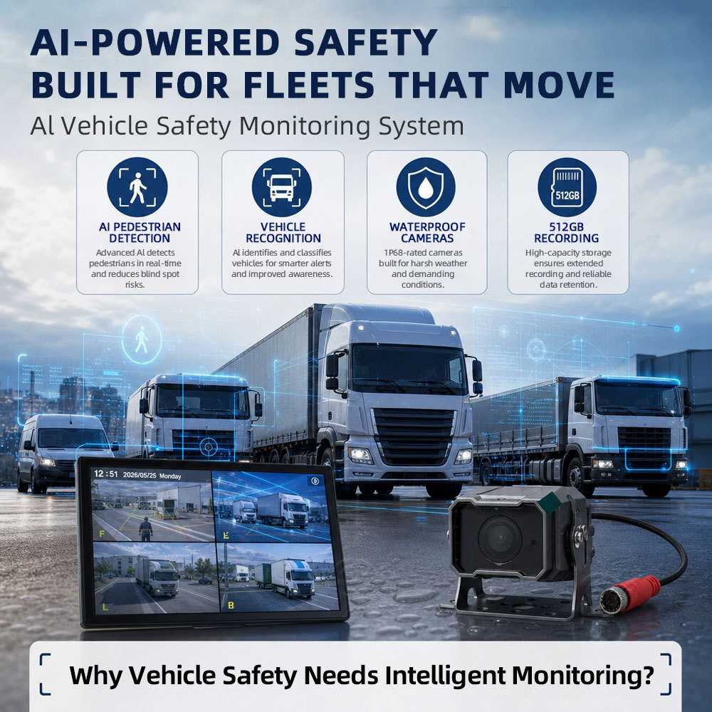 AI Camera Monitoring System for Construction Machinery | Rugged Blind Spot Detection & DVR for Excavators & Bulldozers,工程机械AI摄像头监控系统 | 挖掘机和推土机用防盲区检测与DVR