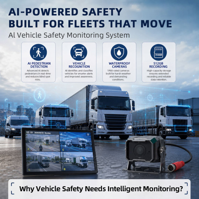 AI Camera Monitoring System for Construction Machinery | Rugged Blind Spot Detection & DVR for Excavators & Bulldozers,工程机械AI摄像头监控系统 | 挖掘机和推土机用防盲区检测与DVR
