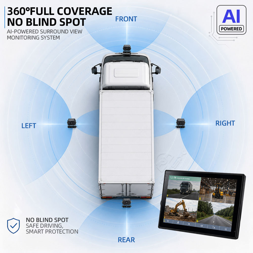AI Camera Monitoring System for Construction Machinery | Rugged Blind Spot Detection & DVR for Excavators & Bulldozers,工程机械AI摄像头监控系统 | 挖掘机和推土机用防盲区检测与DVR