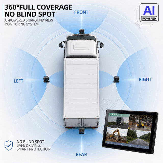 AI Camera Monitoring System for Construction Machinery | Rugged Blind Spot Detection & DVR for Excavators & Bulldozers,工程机械AI摄像头监控系统 | 挖掘机和推土机用防盲区检测与DVR