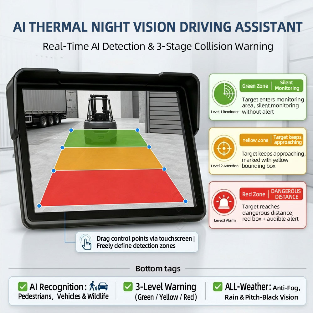 AI Thermal Imaging Vehicle Monitoring System with 7-Inch Touchscreen for Pedestrian, Vehicle & Animal Detection,AI Thermal Imaging Vehicle Monitoring System with 7-Inch Touchscreen for Pedestrian, Vehicle & Animal Detection