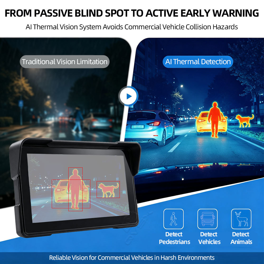 AI Thermal Imaging Vehicle Monitoring System with 7-Inch Touchscreen for Pedestrian, Vehicle & Animal Detection,AI Thermal Imaging Vehicle Monitoring System with 7-Inch Touchscreen for Pedestrian, Vehicle & Animal Detection