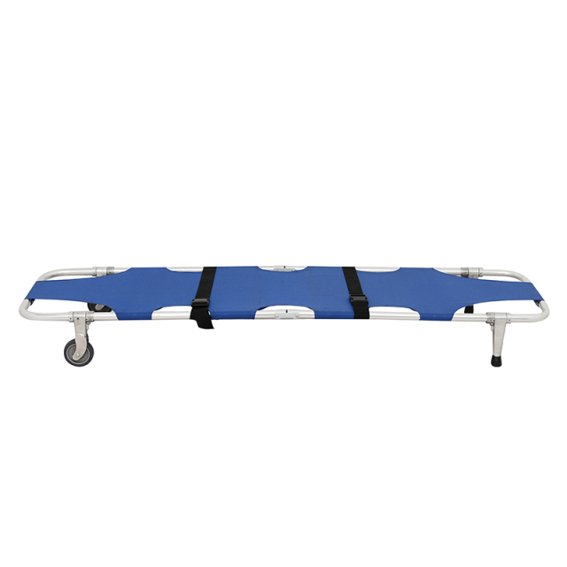 HR-C018 A High-Quality Aluminum Alloy Folding Stretcher with Wheels and Handles, crafted by folding stretcher manufacturer