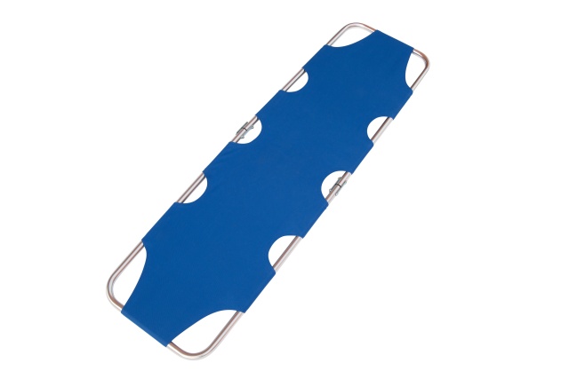 High Quality Blue Oxford Cloth Aluminum Alloy Two Folding Stretcher For Emergency Rescue | HR-C003