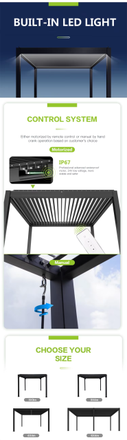 智能电动翻转百叶凉亭