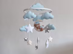 منتجات أطفال جديدة فاخرة ديكور معلق ألعاب مصنوعة يدويًا حضانة أطفال موسيقية فتاة من اللباد دب محشو ألعاب أطفال متحركة