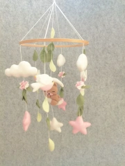 الأكثر مبيعًا في عام 2023، لعبة الدب المحشوة على شكل طائر معلق من الصوف، ألعاب خشبية ناعمة، ألعاب قرآنية للأطفال من اللباد للفتيات